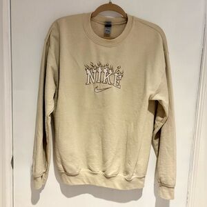 Nike Logo Beige Crewneck Sweater